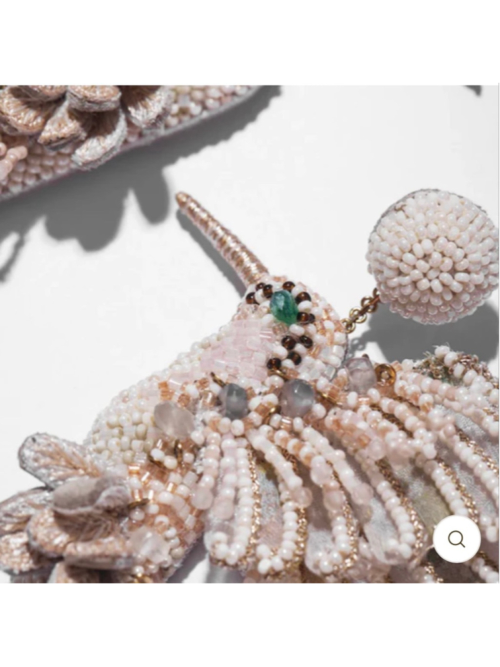 NWT Deepa Gurnani Hummingbird Beaded Drop Earrings in Ivory and Gold - Picture 3 of 4